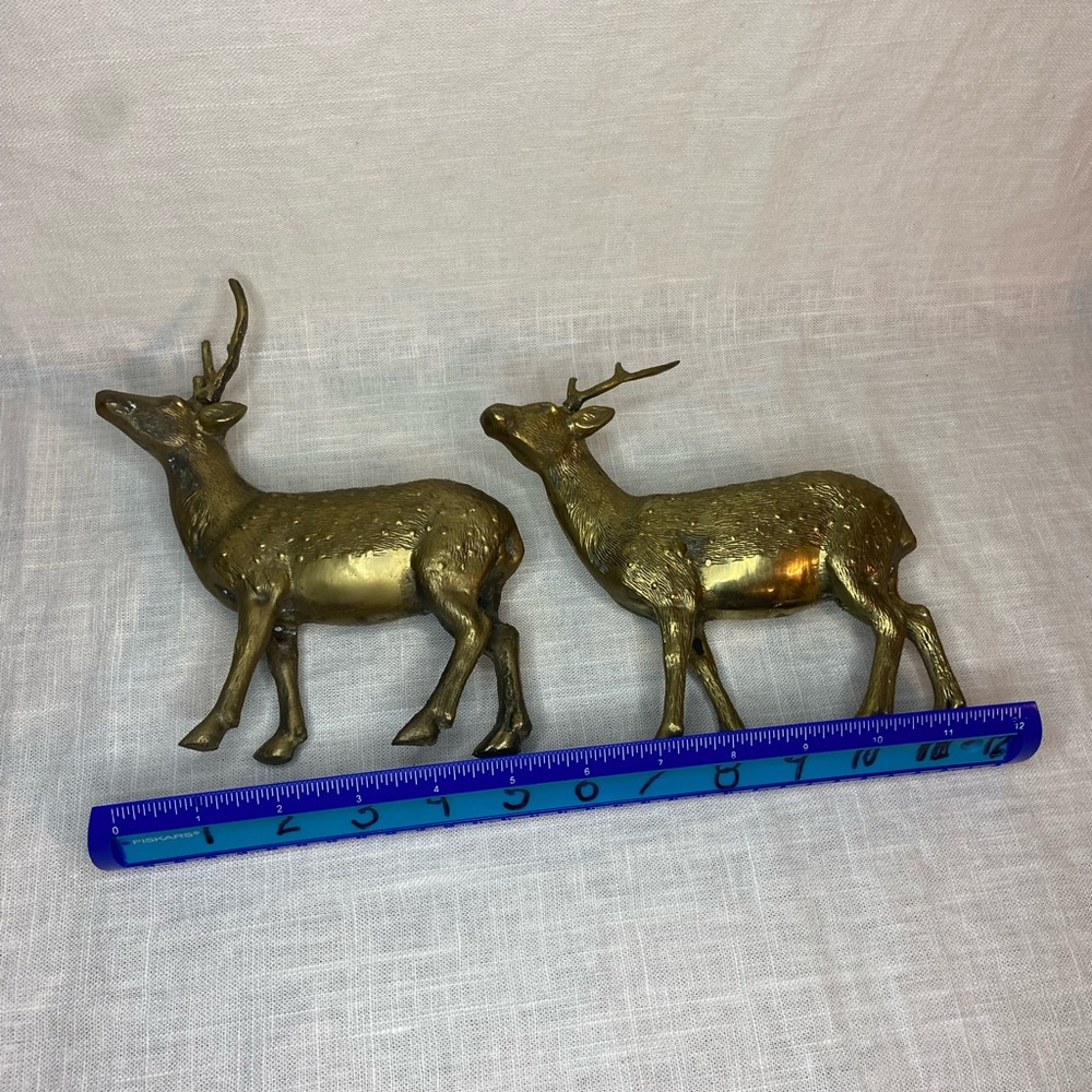 Vintage Brass Deer Figurine Statues (4) Bucks Reindeer Textured LOT SET OF 4 - Picture 11 of 14